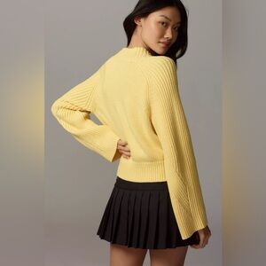 NWT! By Anthropologie Bell-Sleeve V-Neck Sweater - Bright Yellow 💚